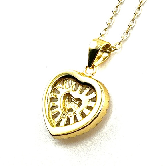 18K Gold Plated over 925 Sterling Silver Luxury Heart Pendant Necklace - Picture 3 of 6